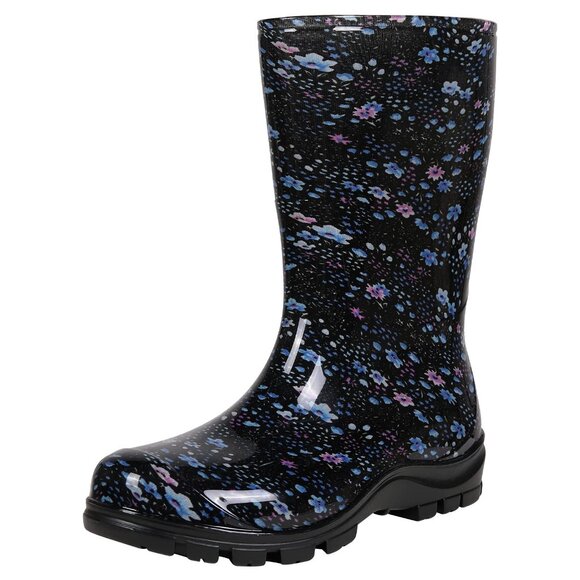 Shoes - Mid Calf Rain Boots Waterproof Rubber Garden Shoes Classic Glossy Round Toe